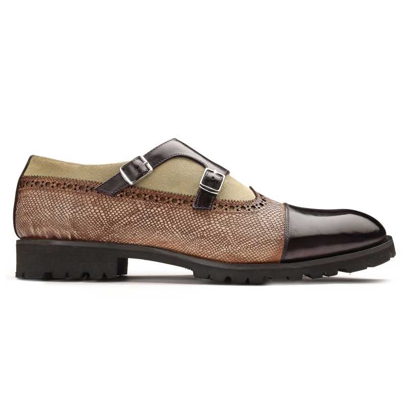 Rosario toe cap double monk strap shoes for men