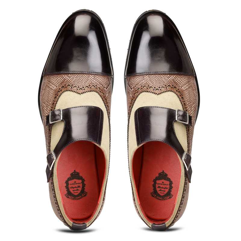 Rosario toe cap double monk strap shoes for men