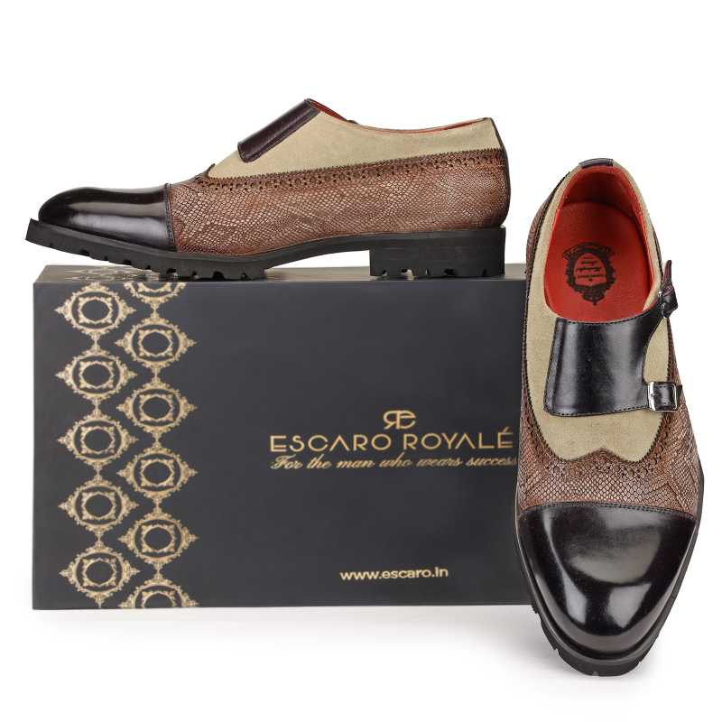 Rosario toe cap double monk strap shoes for men