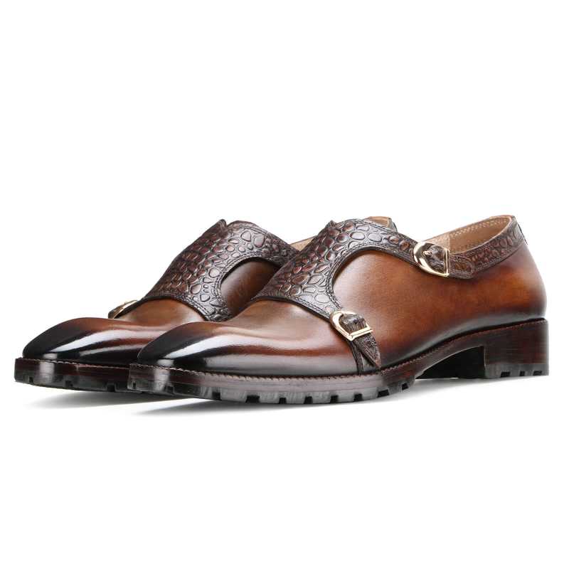 Rio Textured Double Monk In Brown