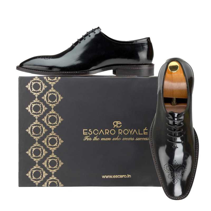 Black Medallion Wholecut Oxfords