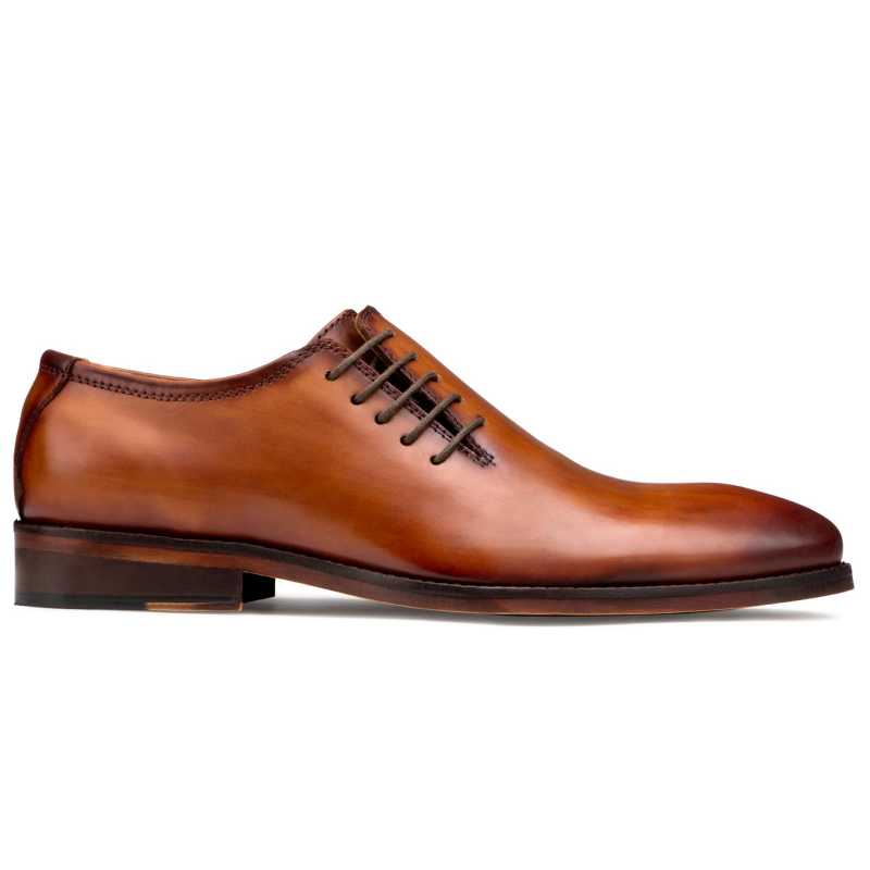 Side Lace-Up Wholecut Oxfords In Cognac