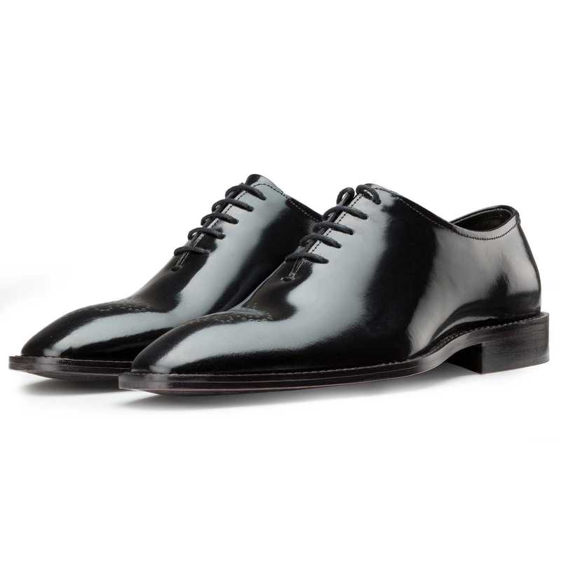 Black Medallion Wholecut Oxfords