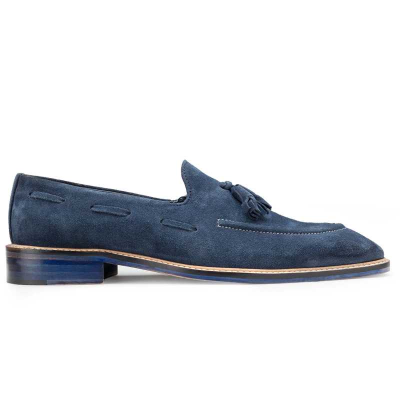 Navy Blue Suede Tassel Loafers