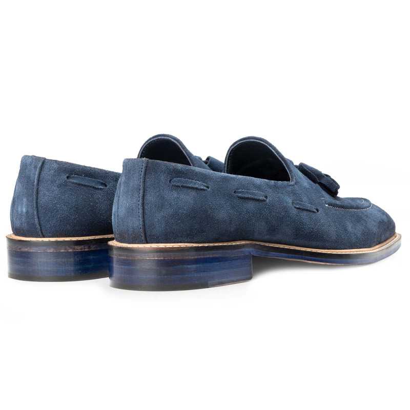 Navy Blue Suede Tassel Loafers