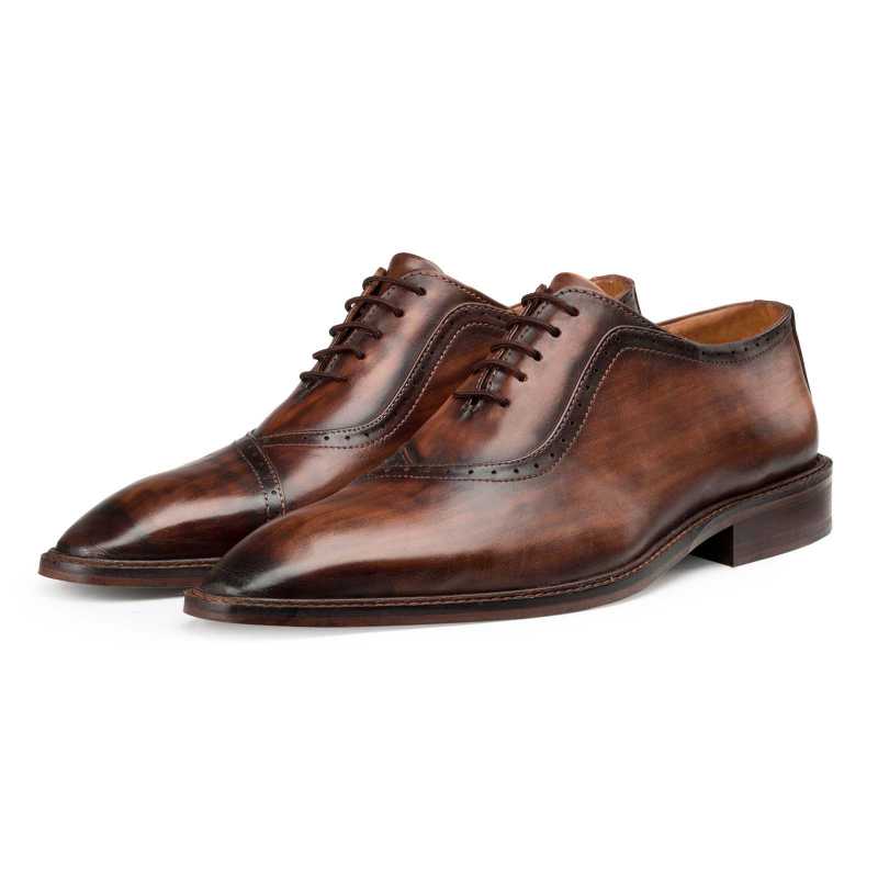 Wooden-Finish Brown Oxford