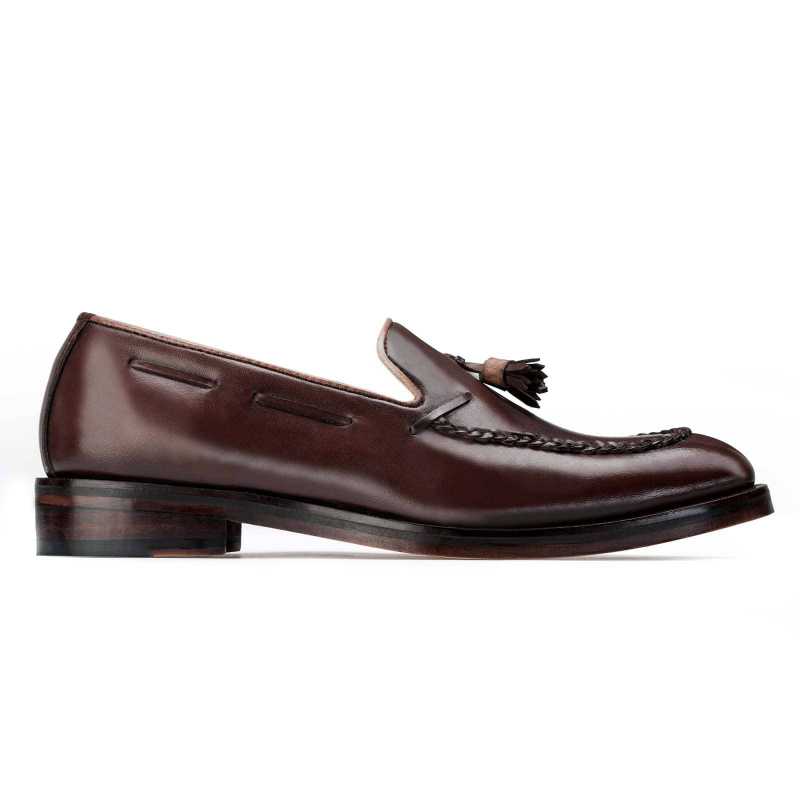 Dark Brown Braided Tassel Designer Loafer