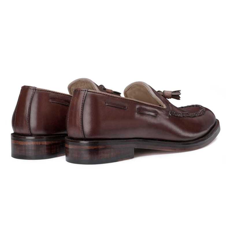 Dark Brown Braided Tassel Designer Loafer