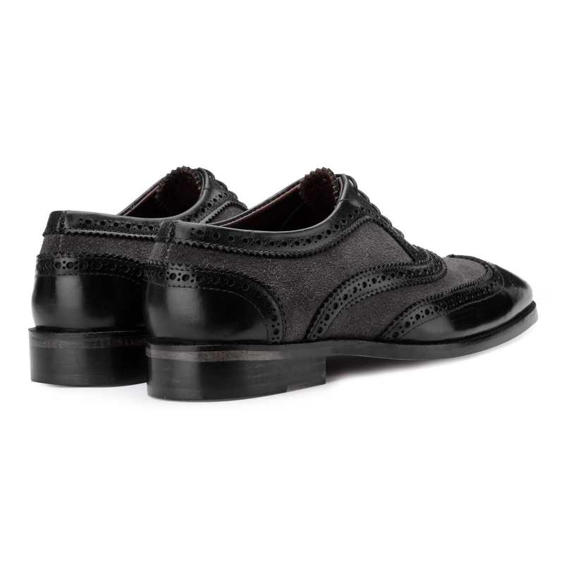 The London Wingtip Brogues In Black-Gray