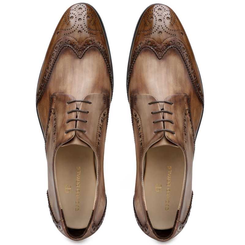 The Prague Wooden Brogues In Brown