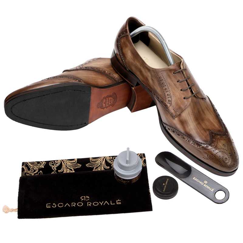 The Prague Wooden Brogues In Brown