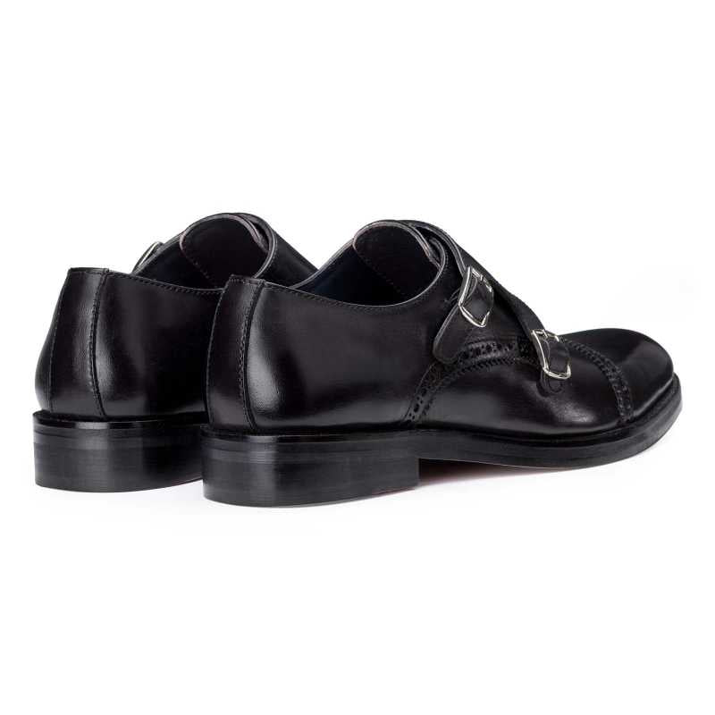 Black Designer Double Monk Strap