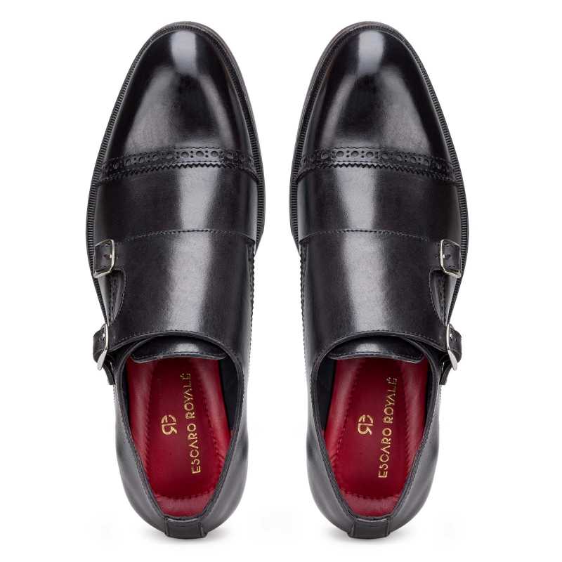 Black Designer Double Monk Strap