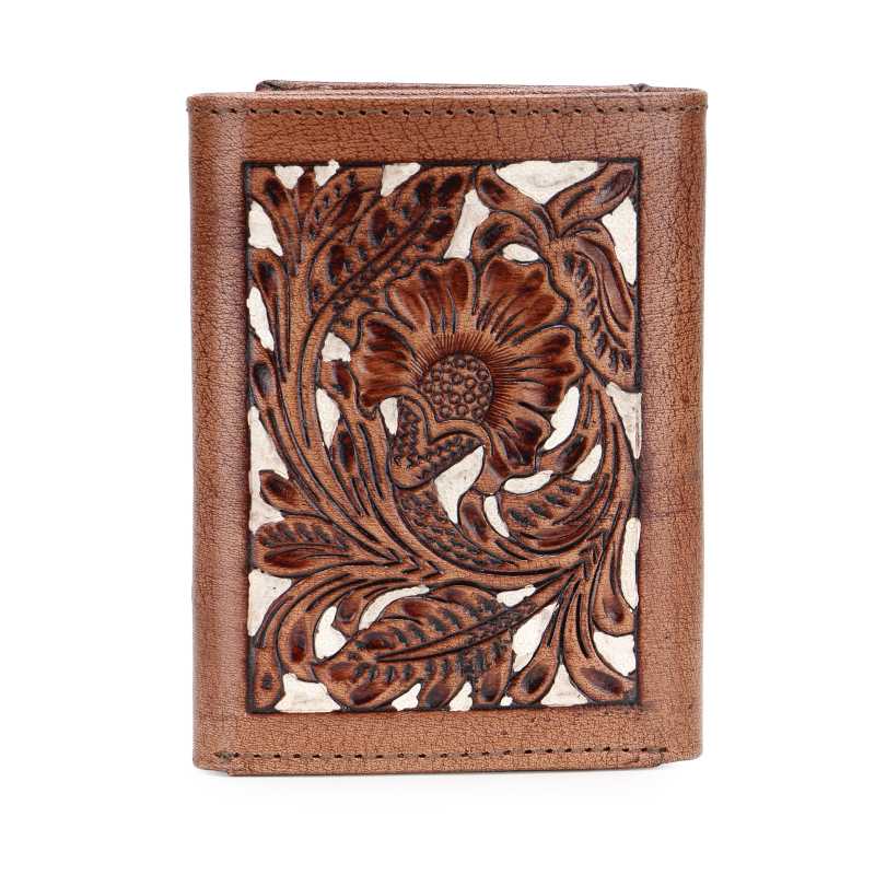 The Berlin Hand-Tooled Leather Tri-Fold Wallet