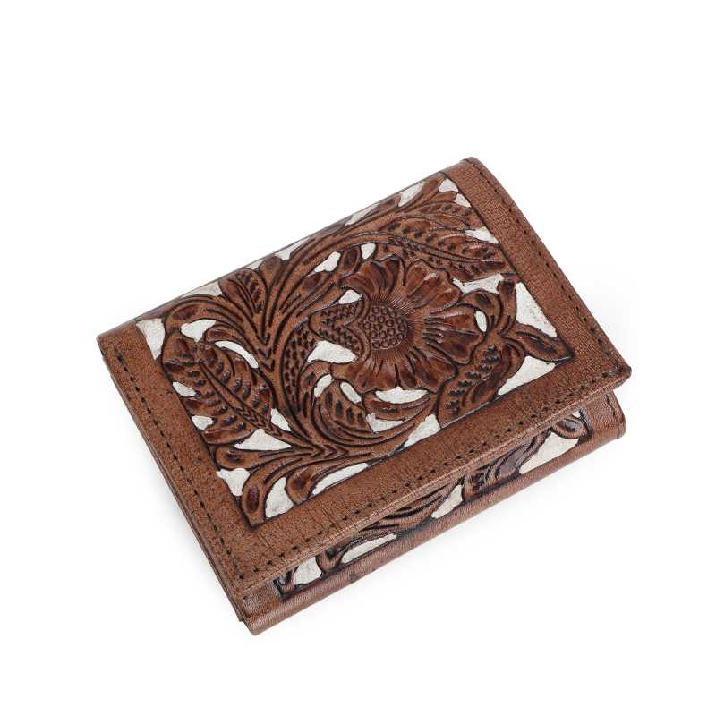 The Berlin Hand-Tooled Leather Tri-Fold Wallet