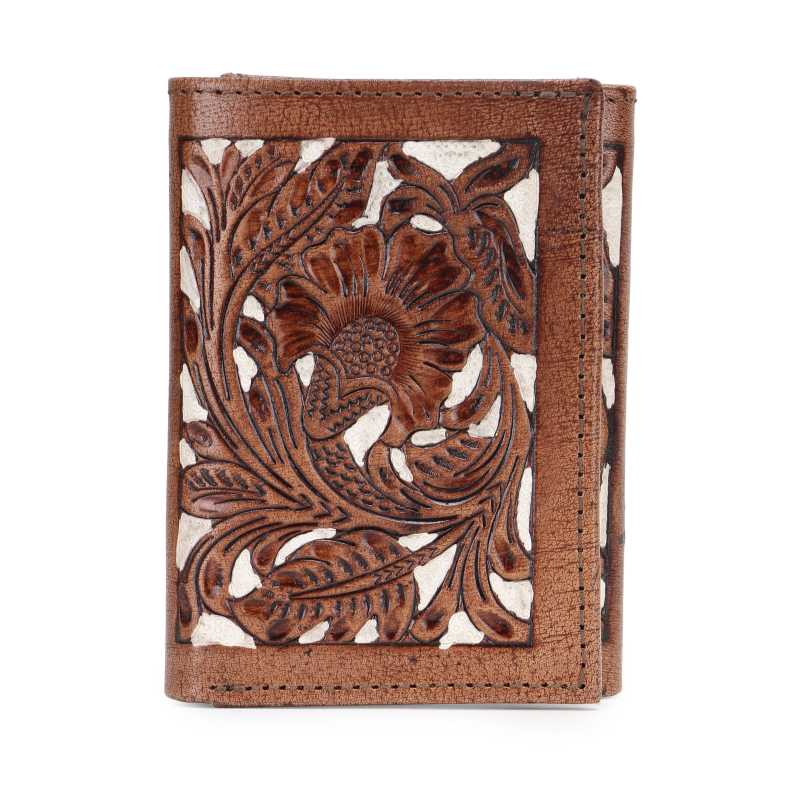 The Berlin Hand-Tooled Leather Tri-Fold Wallet