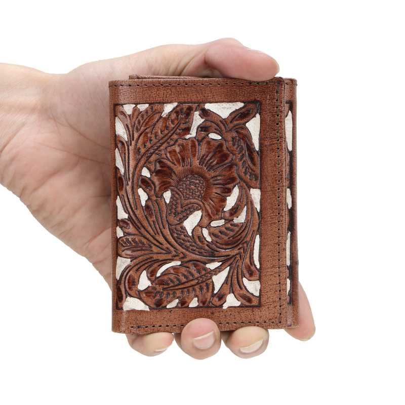 The Berlin Hand-Tooled Leather Tri-Fold Wallet