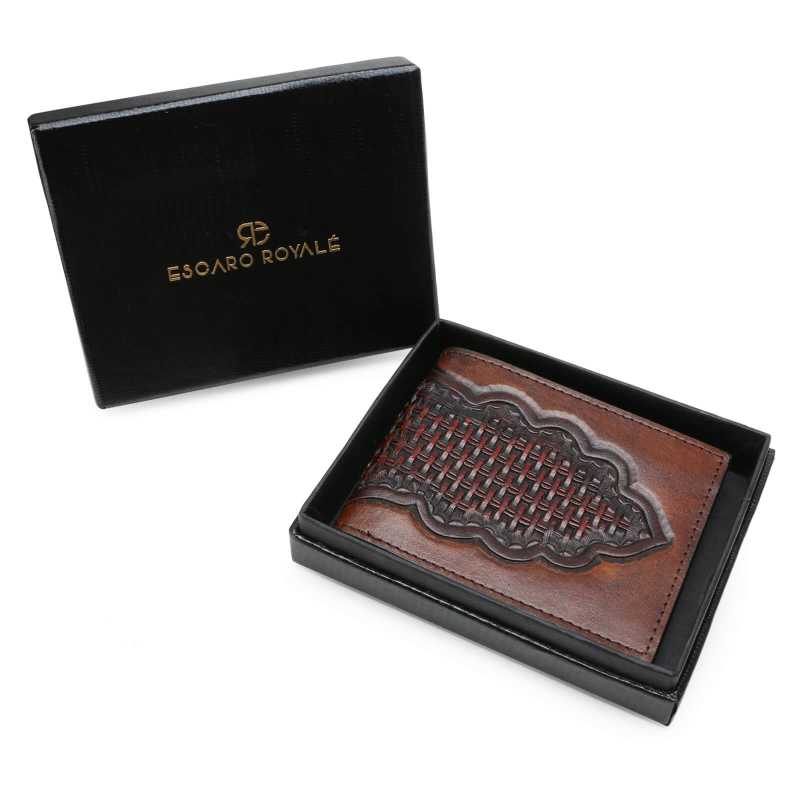 Brown Hand - Tooled Leather Mens Wallet