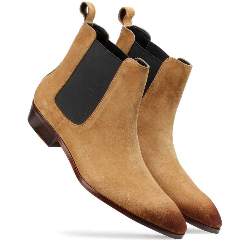 Iceman Chelsea Boots In Camel Color Suede