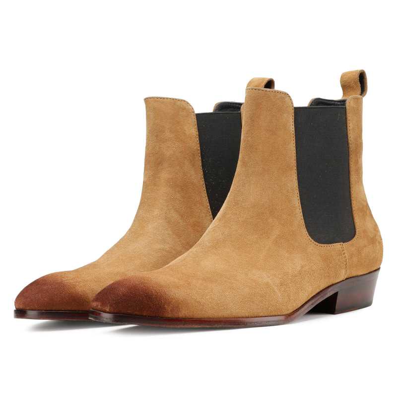 Iceman Chelsea Boots In Camel Color Suede