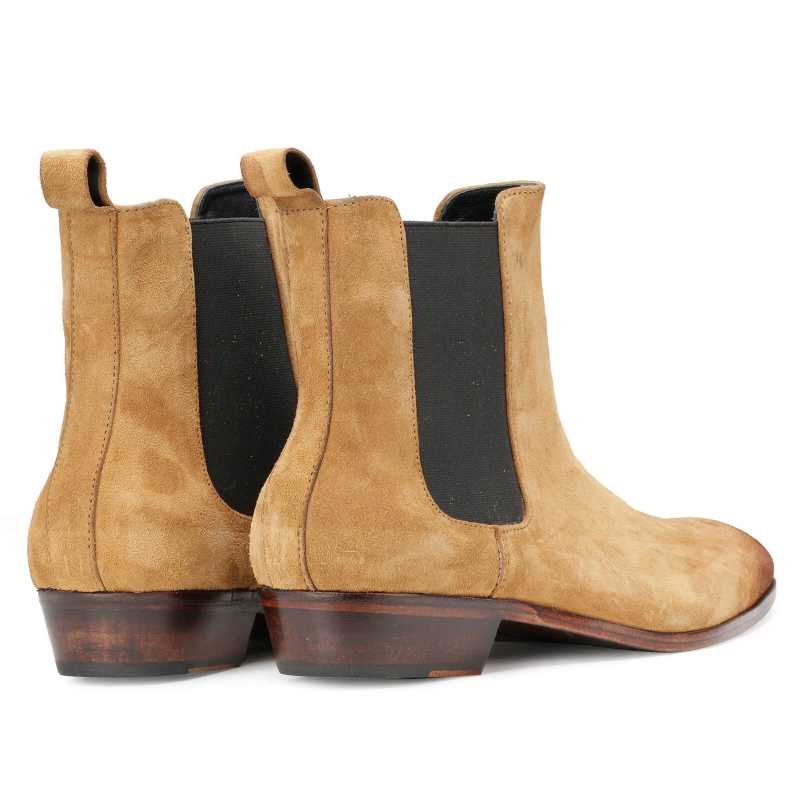 Iceman Chelsea Boots In Camel Color Suede