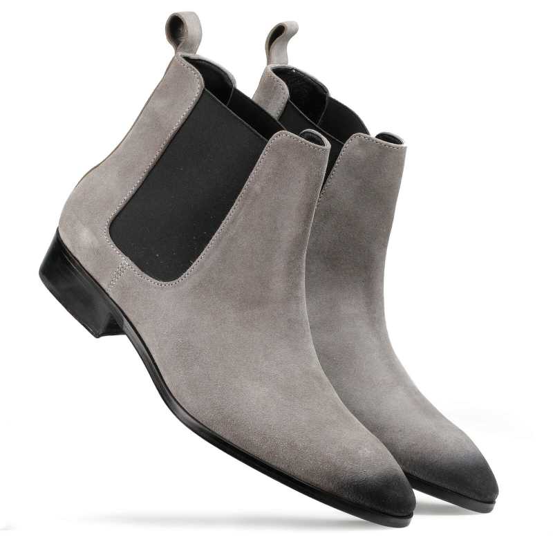 Iceman Chelsea Boots In Grey Suede