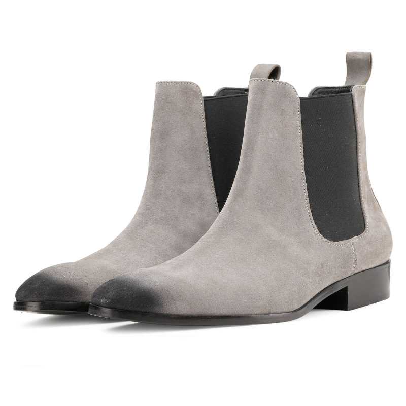 Iceman Chelsea Boots In Grey Suede