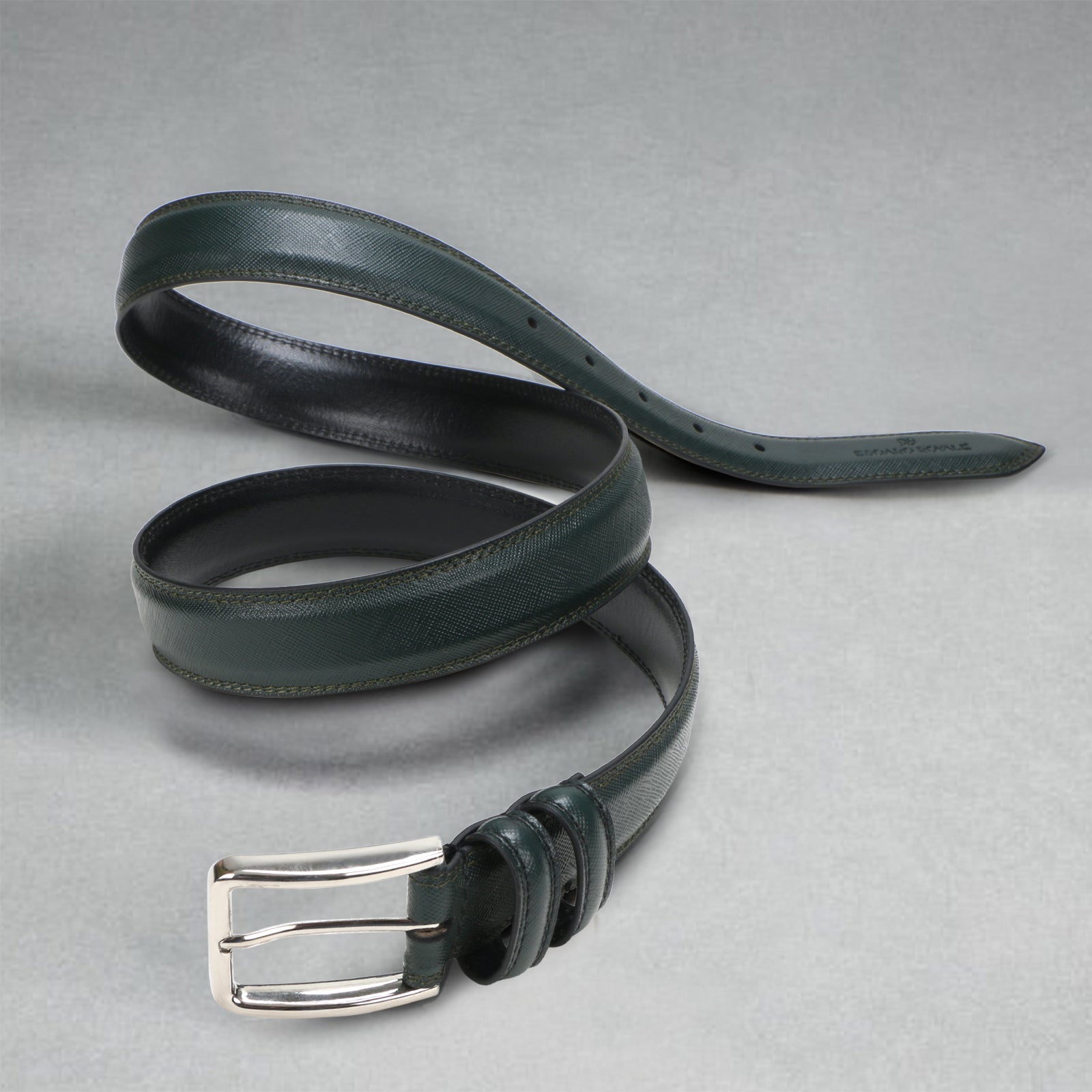 Beruto Mens Luxury Leather Belt In Olive