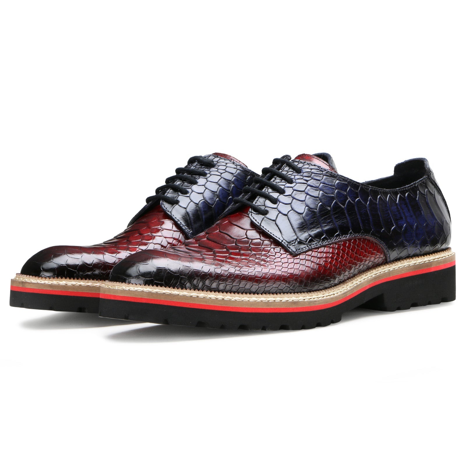 Escaro Royale Handmade Premium Lace-up Shoes (Napier, Wine-Blue)