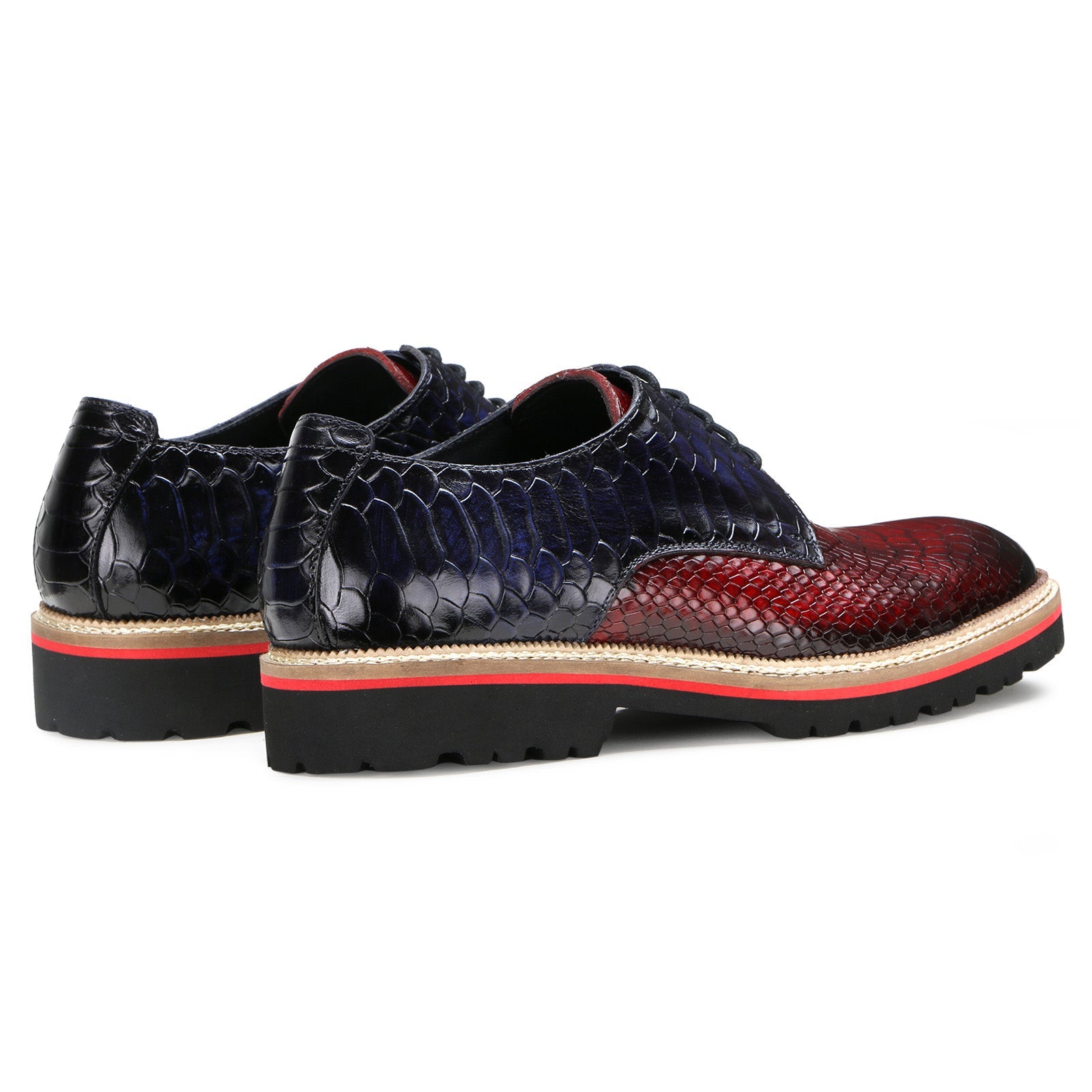 Escaro Royale Handmade Premium Lace-up Shoes (Napier, Wine-Blue)