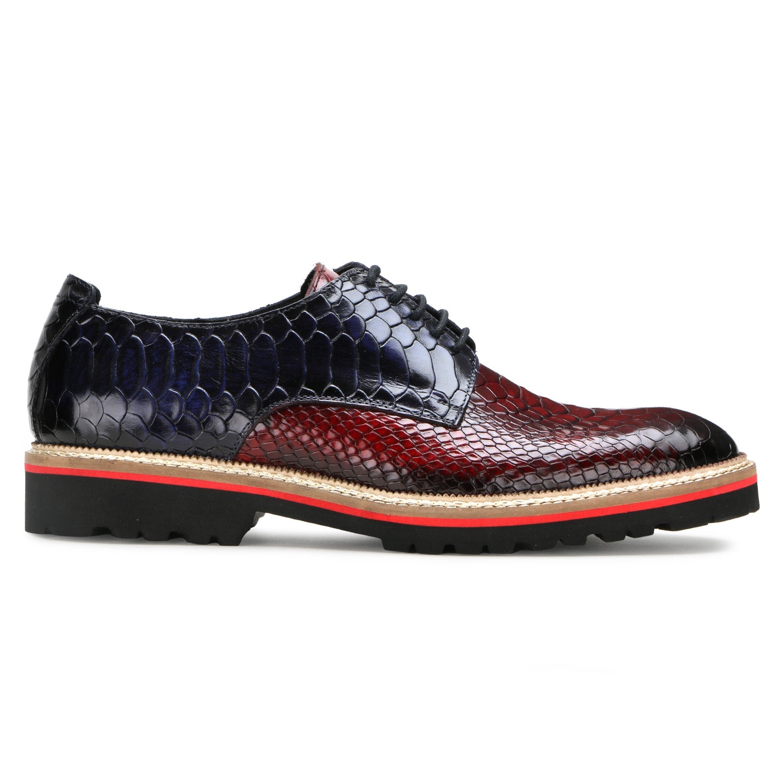 Escaro Royale Handmade Premium Lace-up Shoes (Napier, Wine-Blue)