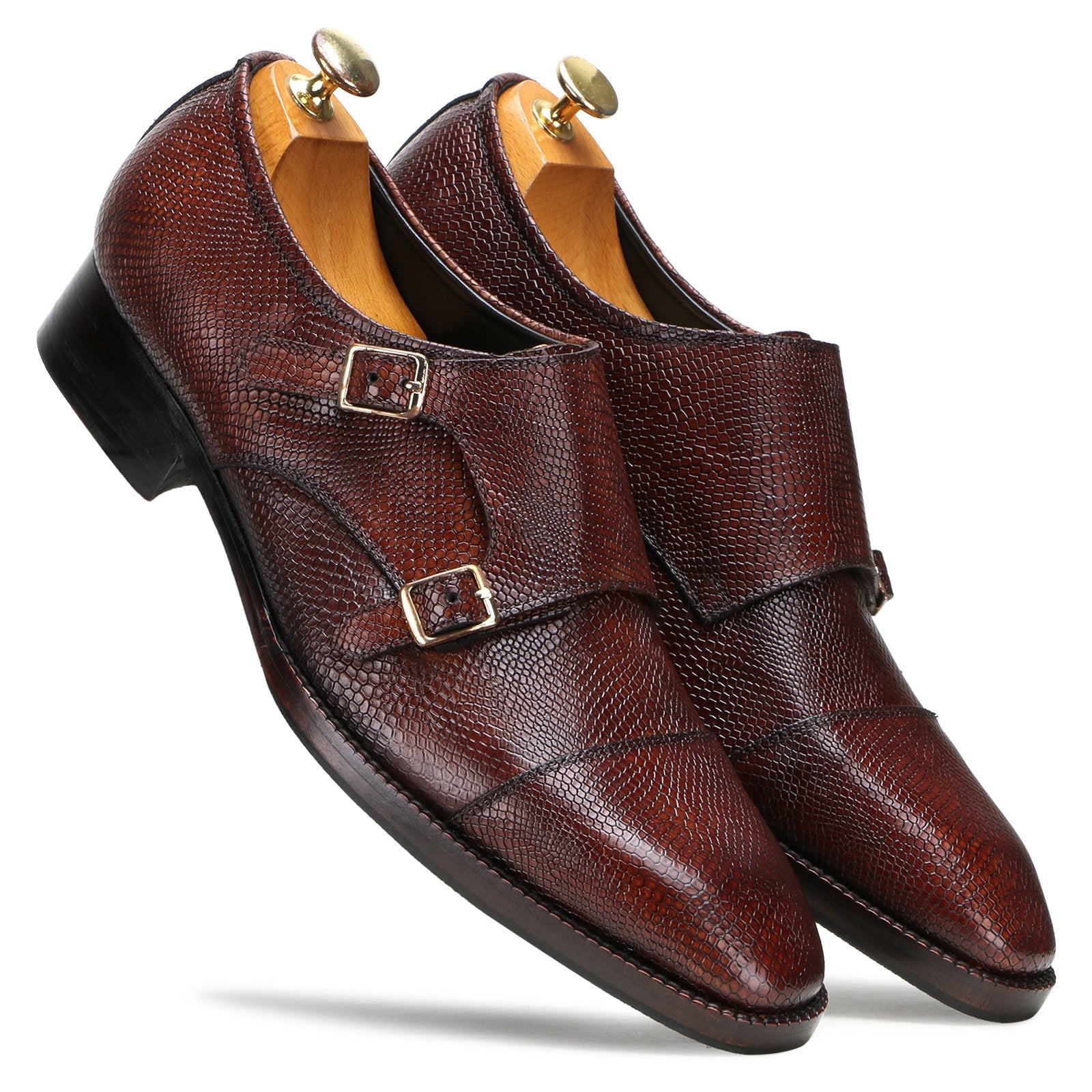 Escaro Royale Handmade Premium Monk Shoes (Neyson, Brown)