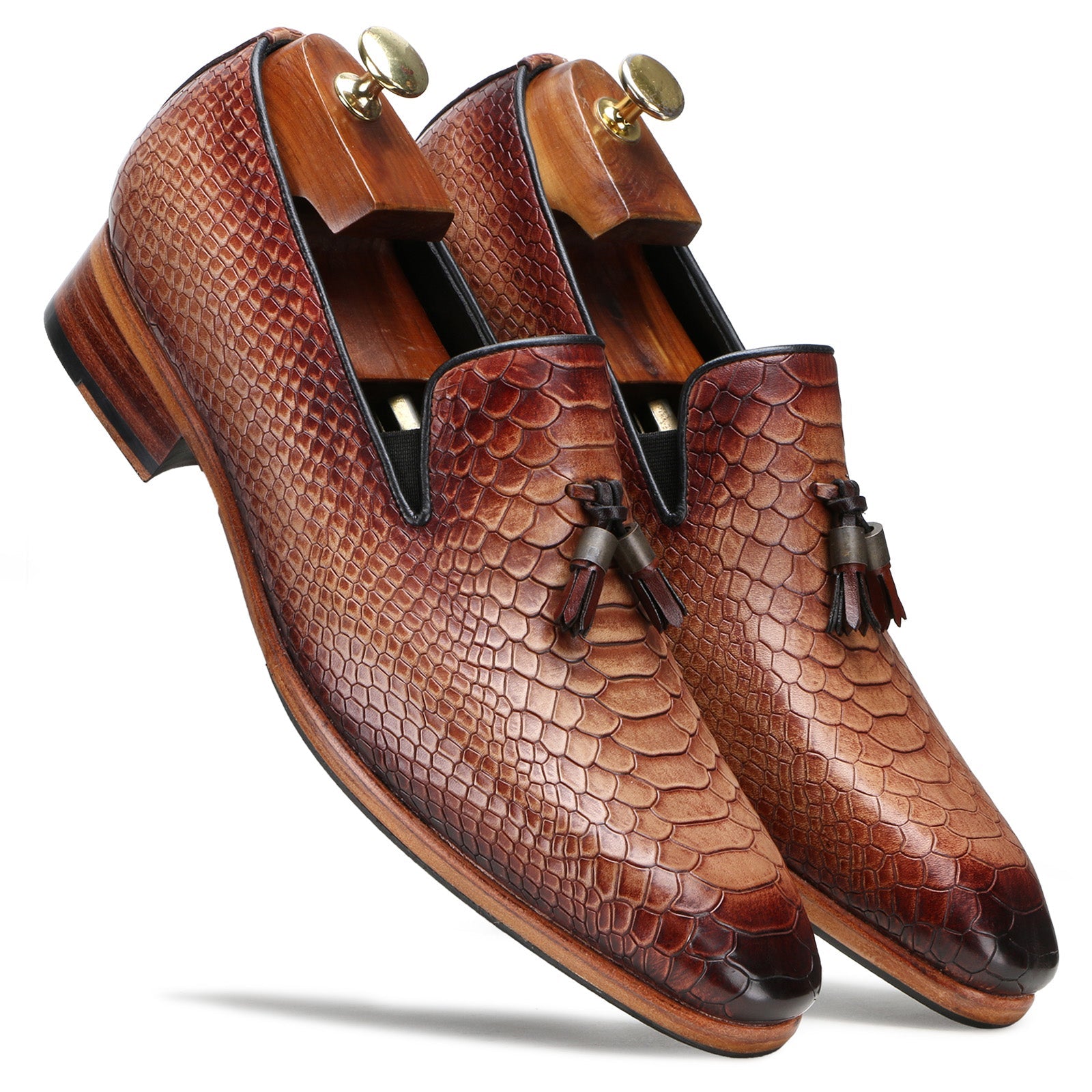 Escaro Royale Handmade Premium Loafer Shoes (Amos, Cognac)