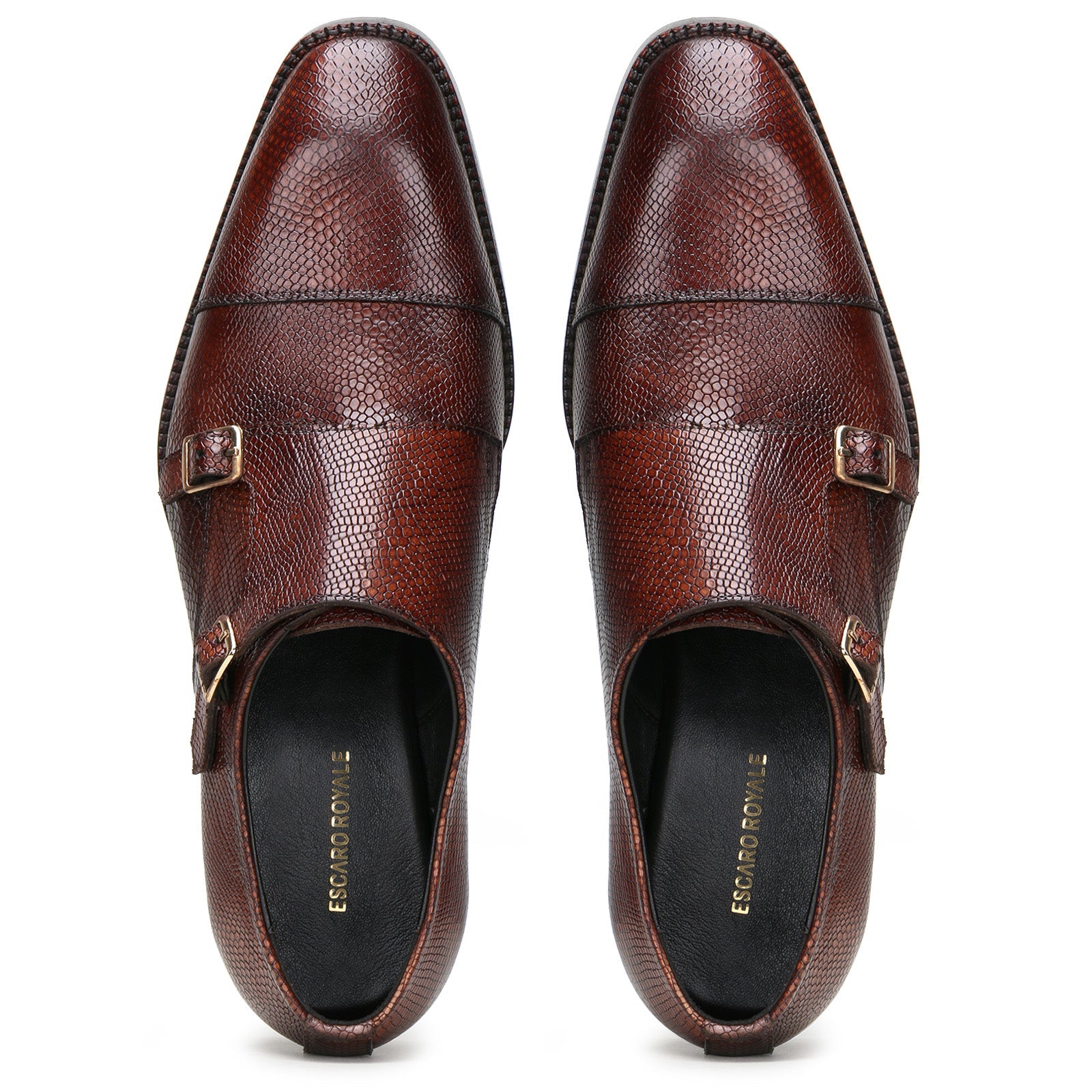 Escaro Royale Handmade Premium Monk Shoes (Neyson, Brown)