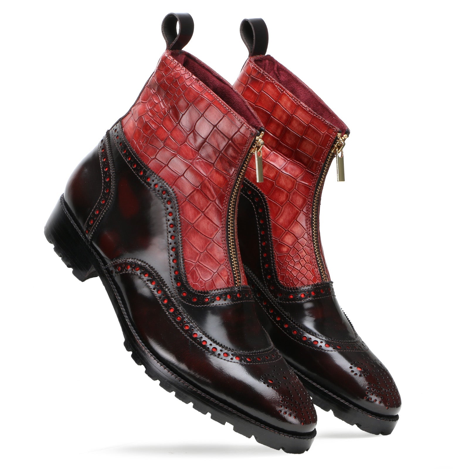 Ripper Black-Red Zipper Leather Boots