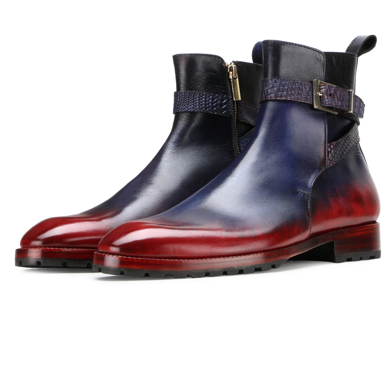 Stivali Zipper Jodhpur Boots In Blue Wine