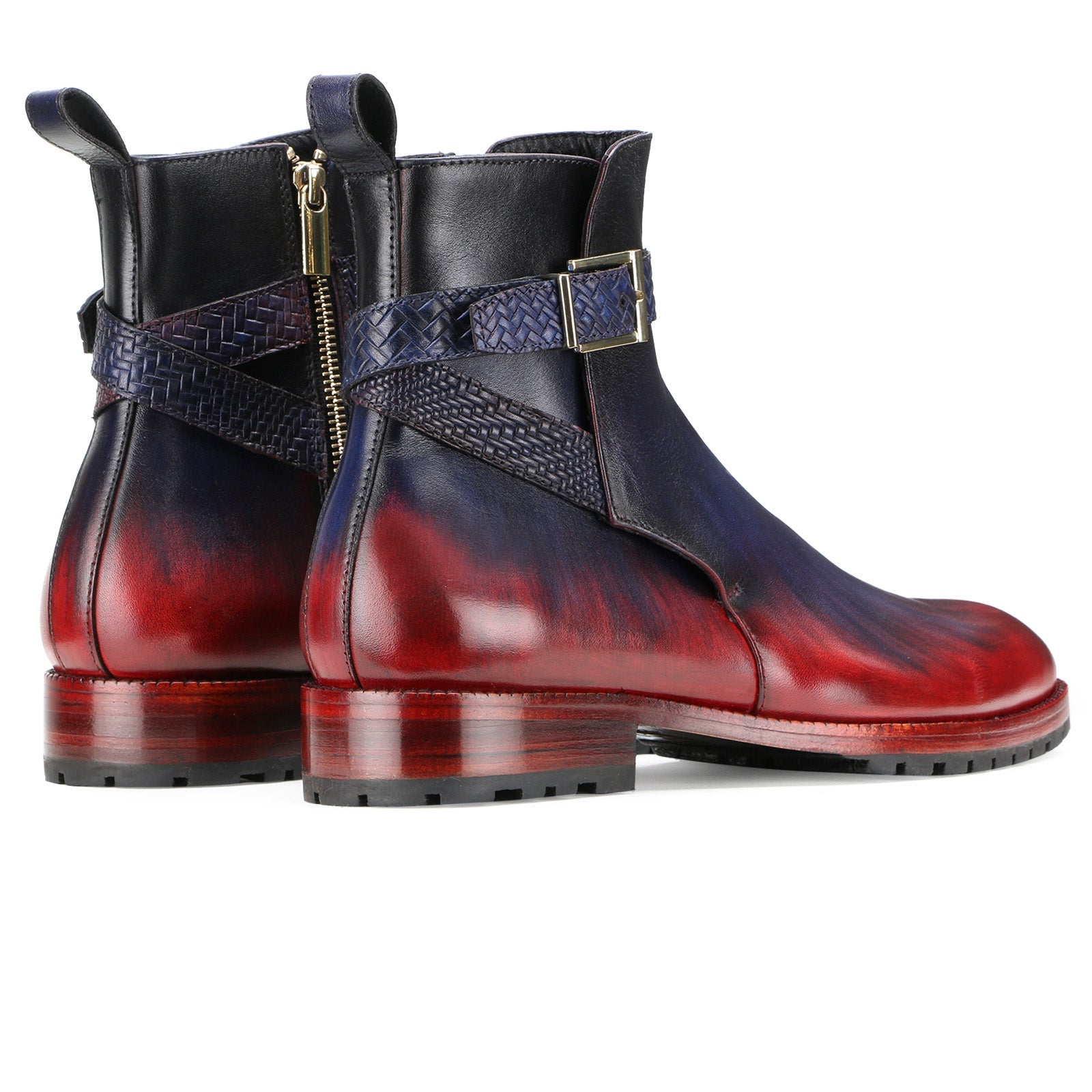 Stivali Zipper Jodhpur Boots In Blue Wine