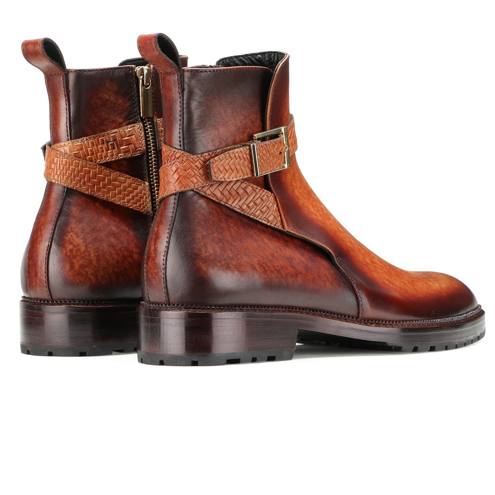 Stivali Zipper Jodhpur Boots In Cognac