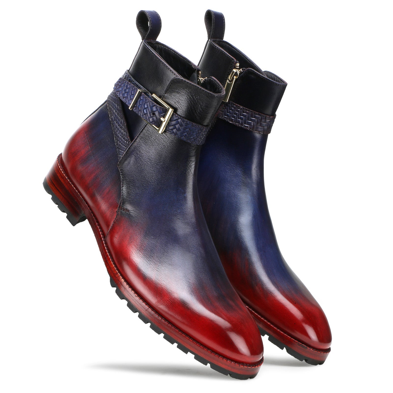 Stivali Zipper Jodhpur Boots In Blue Wine