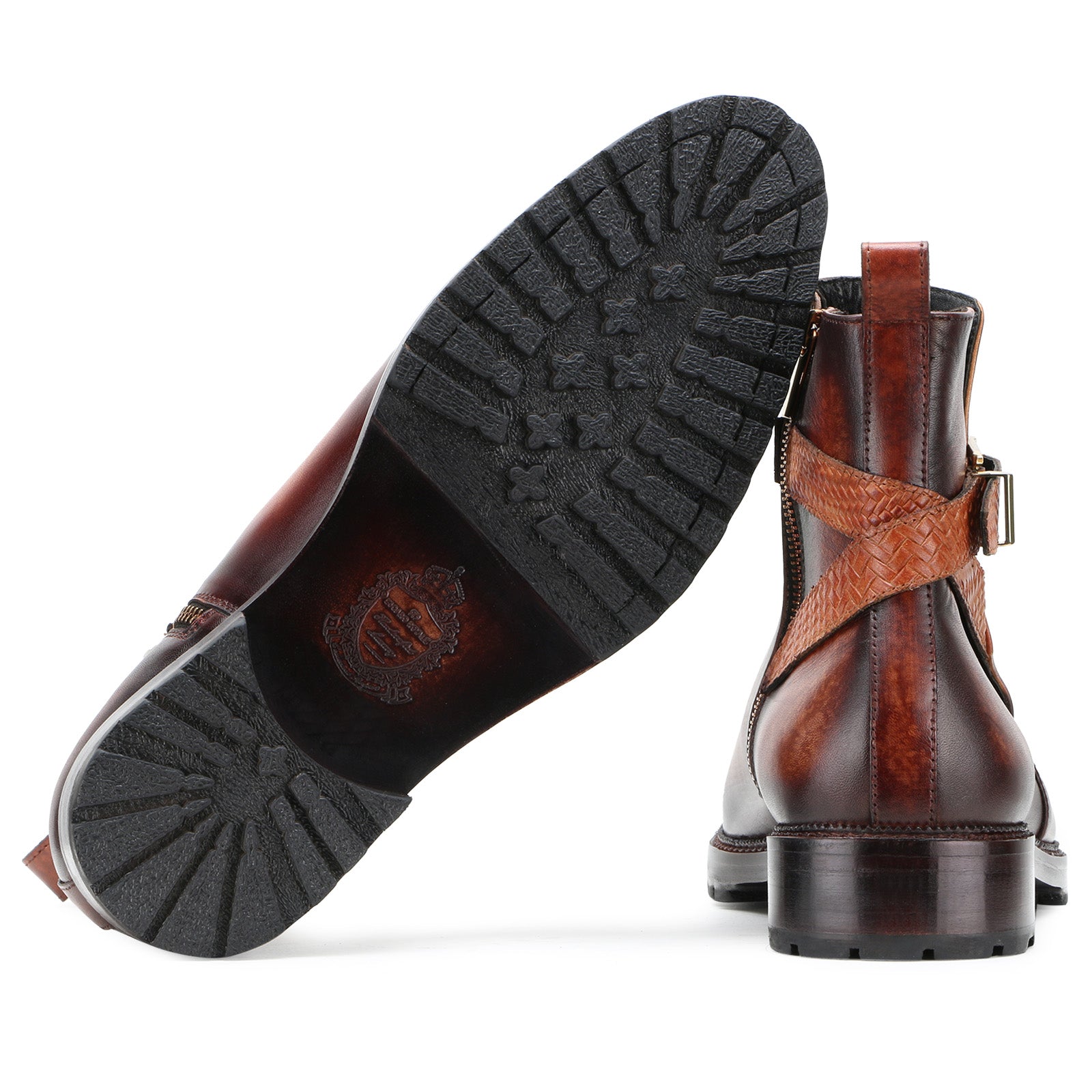 Stivali Zipper Jodhpur Boots In Cognac