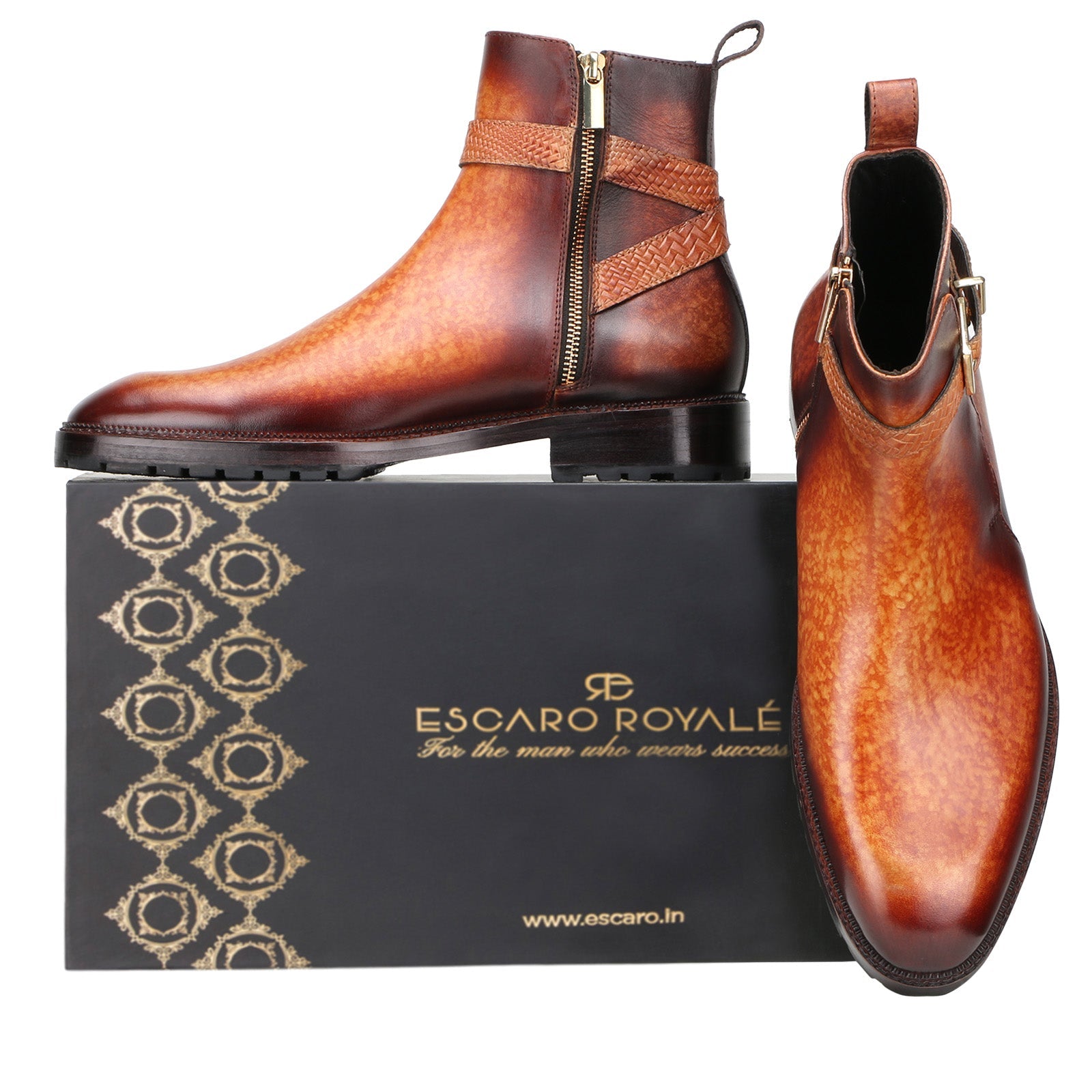 Stivali Zipper Jodhpur Boots In Cognac